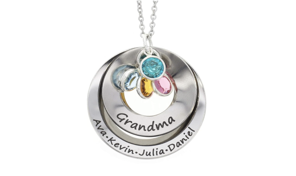 personalized grandma necklace with jewels, personalized gifts for grandma